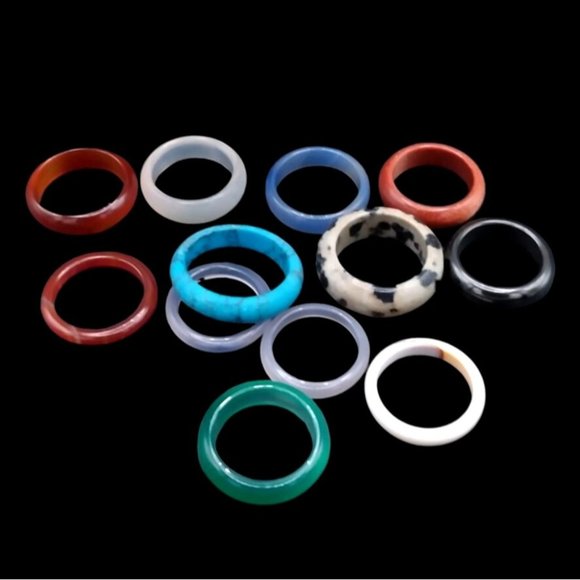 Vintage Crystal Mineral 12pc Varity Size Stackable Ring Set - Picture 1 of 11